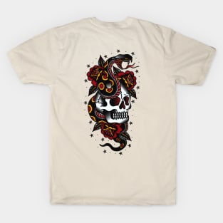 Traditional Skull Snake Roses T-Shirt